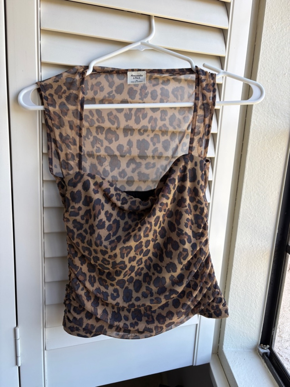 Abercrombie & Fitch Leopard Print Cowl Neck Tank Top - Brown & Black